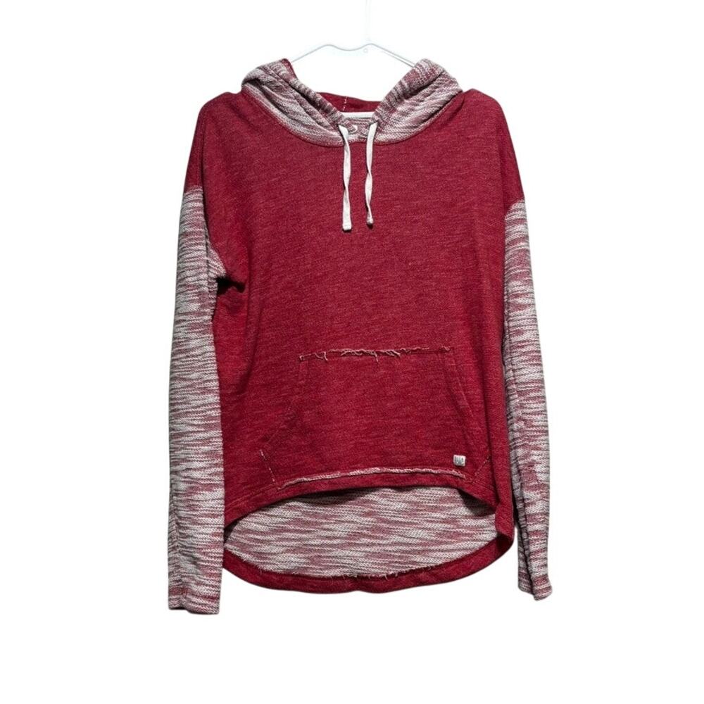 Billabong Women's Medium Red Heather Colorblock Pullover Hoodie Sweatshirt Beach